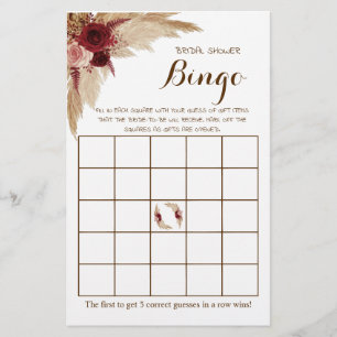 Möhippa Bingo Pampas Grass Game Card Flygblad