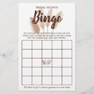 Möhippa Bingo Pampas Grass Game Card Flygblad