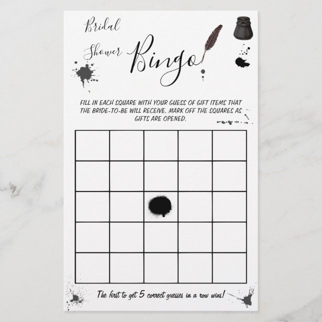 Möhippa Bingo | Pen & Inkwell-spelkort Flygblad (Framsidan)