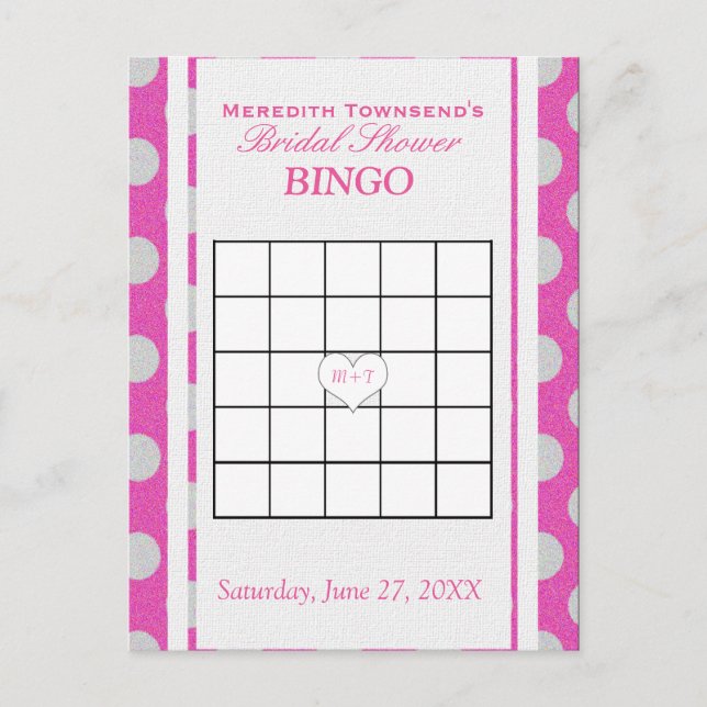 Möhippa Bingo | Rosa och Silver Inbjudan Vykort (Framsida)