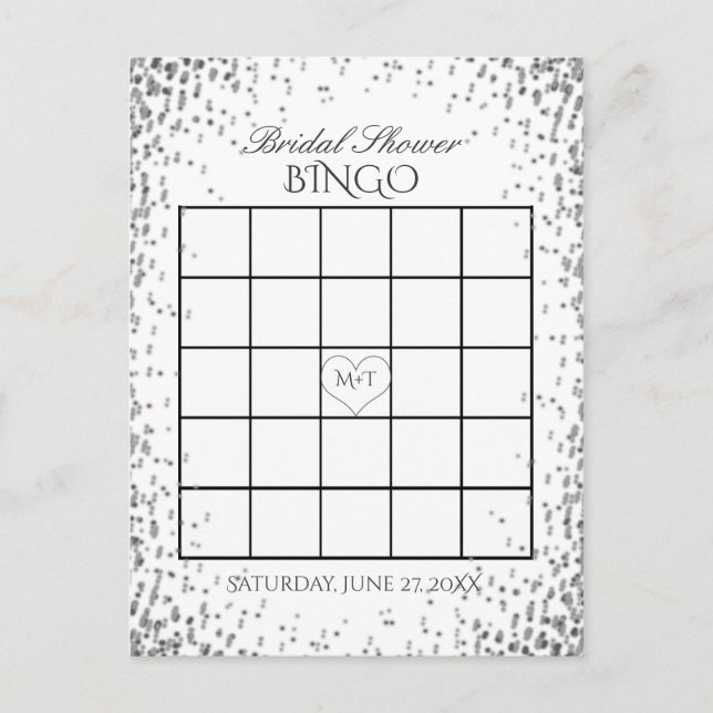 Möhippa Bingo | Silver Confetti Inbjudan Vykort (Framsida)