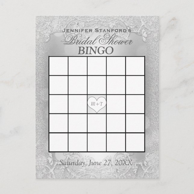 Möhippa Bingo | Silver Elegance Inbjudan Vykort (Framsida)