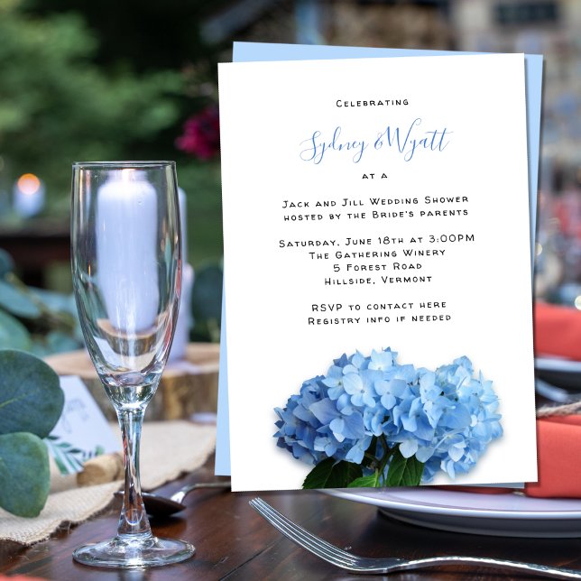 Möhippa Blåa blommor Jack i Jill Par Inbjudningar (Skapare uppladdad)