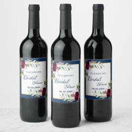 Möhippa Blåblå blommigtar burgundi namn Vinflaska Etikett