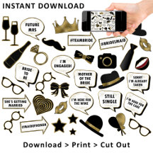 Möhippa Black & Guld Photo Booth-teckenstöd