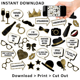 Möhippa Black & Guld Photo Booth-teckenstöd Poster