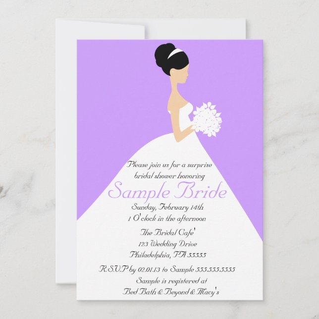 Möhippa Black Hair Bride Inbjudan (Framsida)