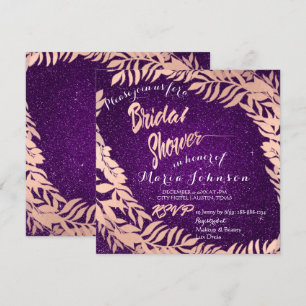 Möhippa Blad Glitter Ro Guld Violet Purpl Inbjudningar