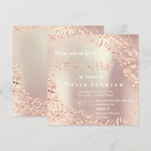 Möhippa Blad Wath Glitter Rosa ros Guld Inbjudningar