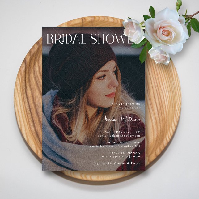 Möhippa Bliss: Anpassningsbar Photo & Modern Detai Inbjudningar (Bridal Shower Bliss Custom Photo & Modern Details Invitation)
