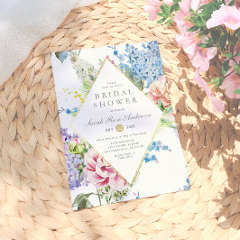 Möhippa | Blommar av blått och Lila vattenfärg Inbjudningar