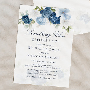 Möhippa Blommigt Dusty Blue Script Inbjudningar