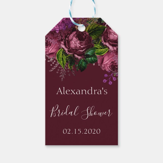 Möhippa Blommigt Marsala Burgundy Presentetikett (Framsidan)