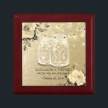 Möhippa Blommigt Mason Burk String Ljus Guld Smyckeskrin<br><div class="desc">Modern Bröllop Gift Box Templates - Elegant Blommigt Faux guldskript,  Mason Burk och String Ljus på Faux Gold Foil Background. En Perfekt för din stora dag. Alla textstorlekar i stil,  färg,  kan ändras för att passa dina behov!</div>