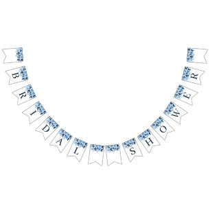 Möhippa Blommigt Skript Blåblå vattenfärg Vimplar