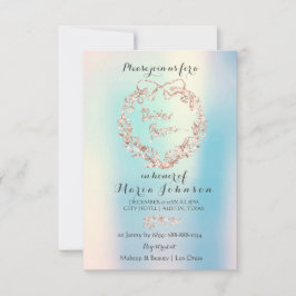 Möhippa Blommigt Utandning Ivory Rosa Opal Blue Inbjudningar