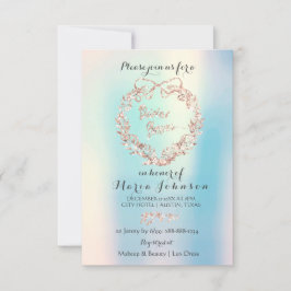 Möhippa Blommigt Utandning Ivory Rosa Opal Blue Inbjudningar