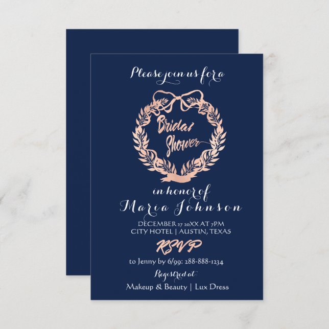 Möhippa Blommigt: utandningsflottan Ro Guld Inbjudningar (Fram/baksida)