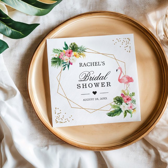 Möhippa Blommigten Tropical Flamingo Watercolor  Pappersservett (Skapare uppladdad)