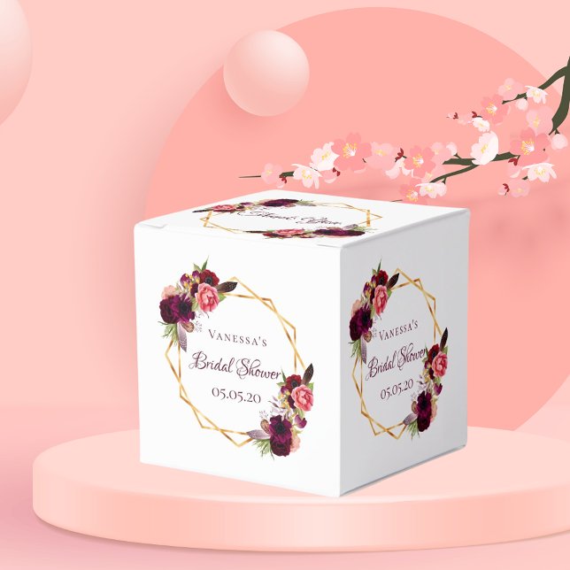 Möhippa blommor, burguny guld geometrisk presentaskar (Skapare uppladdad)