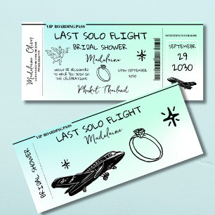 Möhippa Boarding Pass Last Solo Flight Blue Inbjudningar