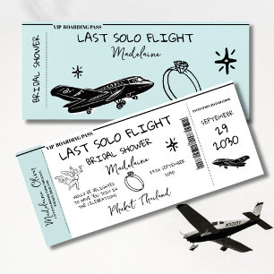 Möhippa Boarding Pass Last Solo Flight Blue Inbjudningar