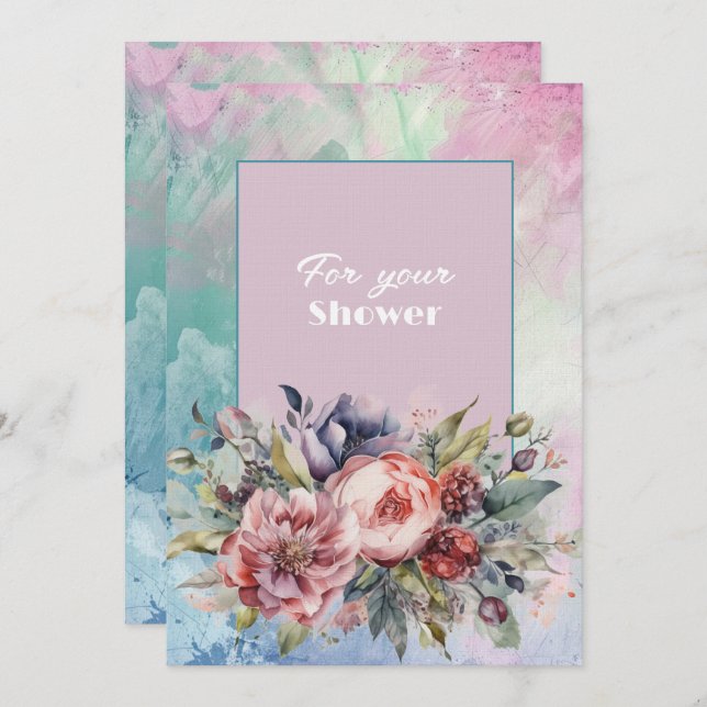 Möhippa Bouquet av Rosa Lila blommor Anteckningskort (Fram/baksida)