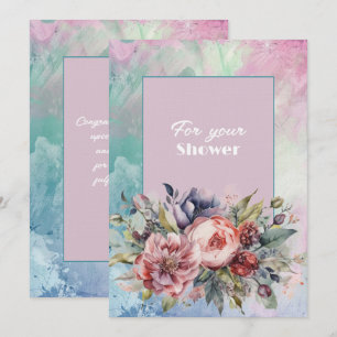 Möhippa Bouquet av Rosa Lila blommor Anteckningskort