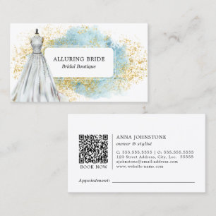 Möhippa Boutique Blue Guld QR-kod Möte Visitkort