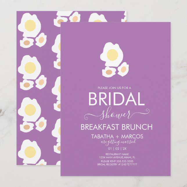 Möhippa Breakfast Eggs Brunch Mönster Inbjudningar (Fram/baksida)