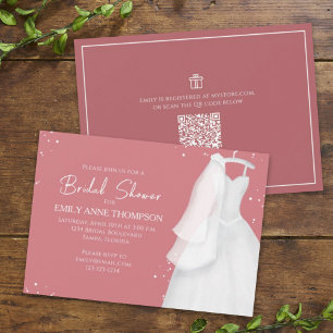 Möhippa Bride Bröllop Vintage Gown QR-kod Inbjudningar