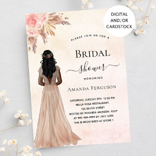 Möhippa bride ro guld boho pampas inbjudningar