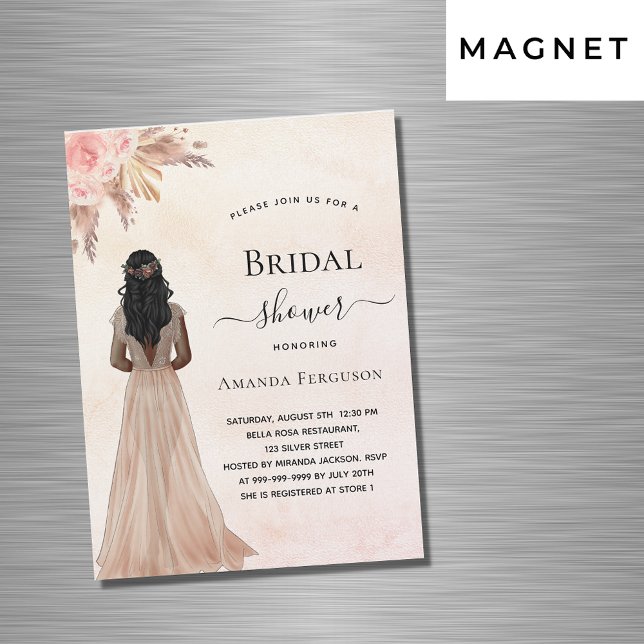 Möhippa bride ro guld  pampaslyx magnetisk inbjudningskort (Skapare uppladdad)