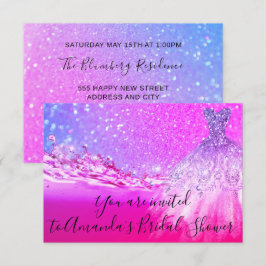 Möhippa Bright Rosa Dress Glitter Ombre Inbjudningar