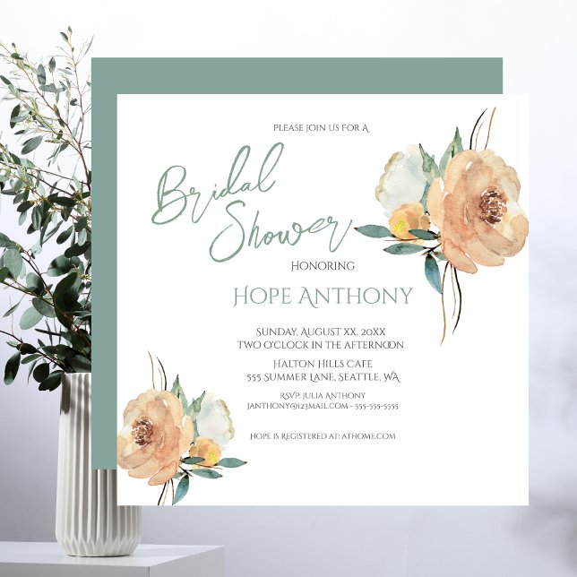 Möhippa Bright Summer Flowers Elegant Inbjudningar (Bridal Shower Bright Summer Flowers Elegant Invitation)