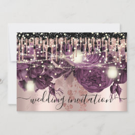 Möhippa Bröllop Glitter Drives Lila Confetti Ro Inbjudningar