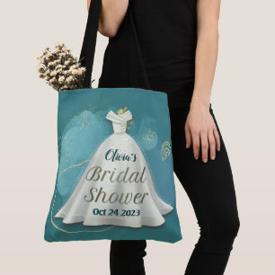 Möhippa Bröllop Gown Deep Teal Guld Glitter Tygkasse