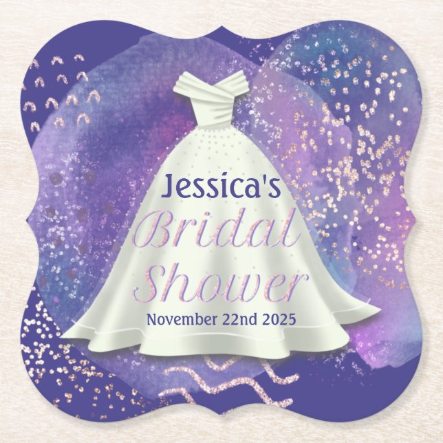 Möhippa Bröllop Gown Lila & Ro Guld Glam Glam Underlägg Papper (Framsida)