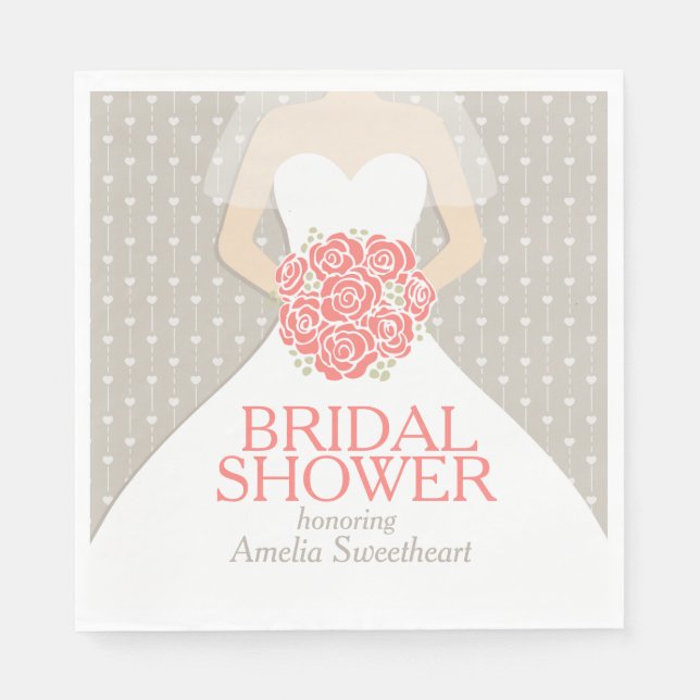 Möhippa bröllop klänning korall grått-blöjor pappersservett (Framsidan)