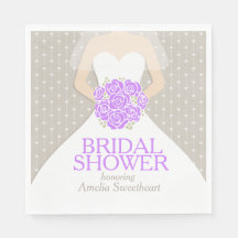 Möhippa bröllop klänning lila grått napkins