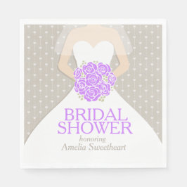 Möhippa bröllop klänning lila grått napkins pappersservett