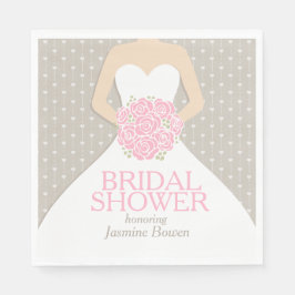 Möhippa bröllop klänning rosa grått napkins pappersservett