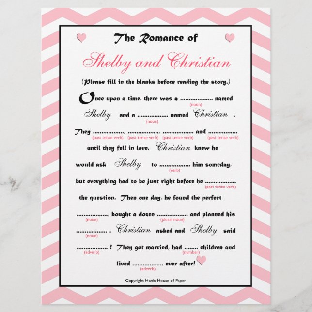 Möhippa Bröllop Libs-spelet (Framsida)