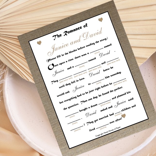 Möhippa Bröllop Libs-spelet - Burlap (Skapare uppladdad)