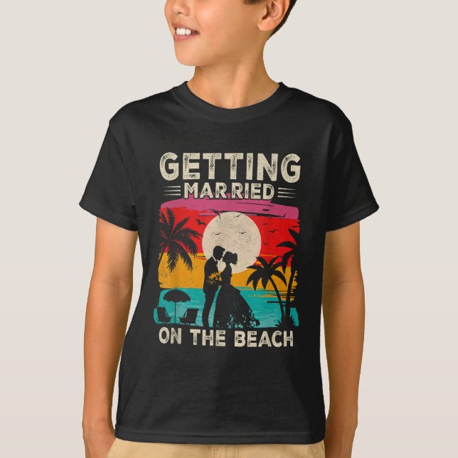 Möhippa Bröllop på stranden Brud  T Shirt (Framsida)