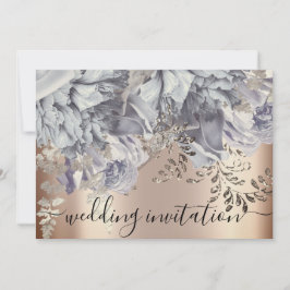 Möhippa Bröllop Ro Blå Silver Blå Ljus-blommor Inbjudningar