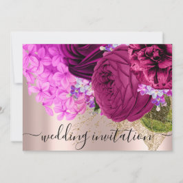 Möhippa Bröllop Rosa Grönt Flowers Ro   Inbjudningar
