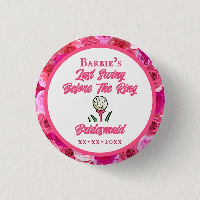 Möhippa Bröllopsfest Golf Rosa Blommig Knapp (Framsida)