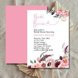 Möhippa Brunch Boho Rosa Burgundy Peony Ro Inbjudningar
