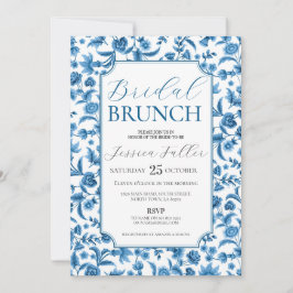 Möhippa Brunch Chintz Blue & White Blommigt Ditsy Inbjudningar